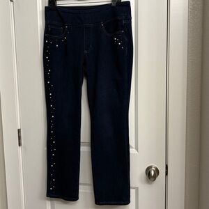 Belle by Kim Gravel Dark Blue Pearl Embellished Jeans